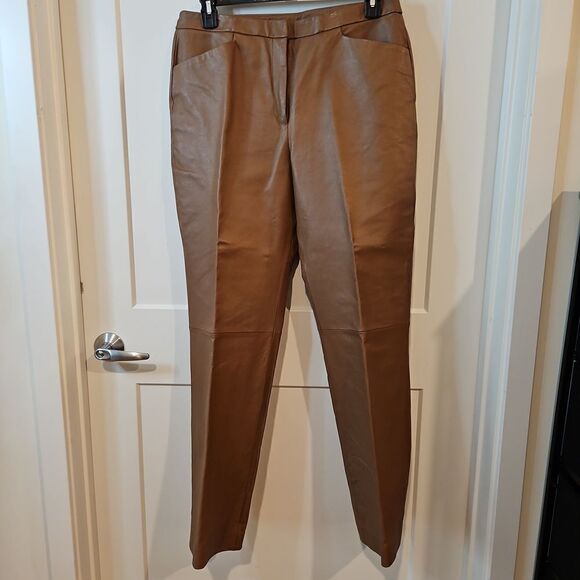 Vintage Chadwick's Tan 100% Leather Pantsuit sz 16 See all Photos - Picture 12 of 17